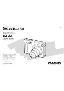 Casio Exilim EX Z 3 manual. Camera Instructions.